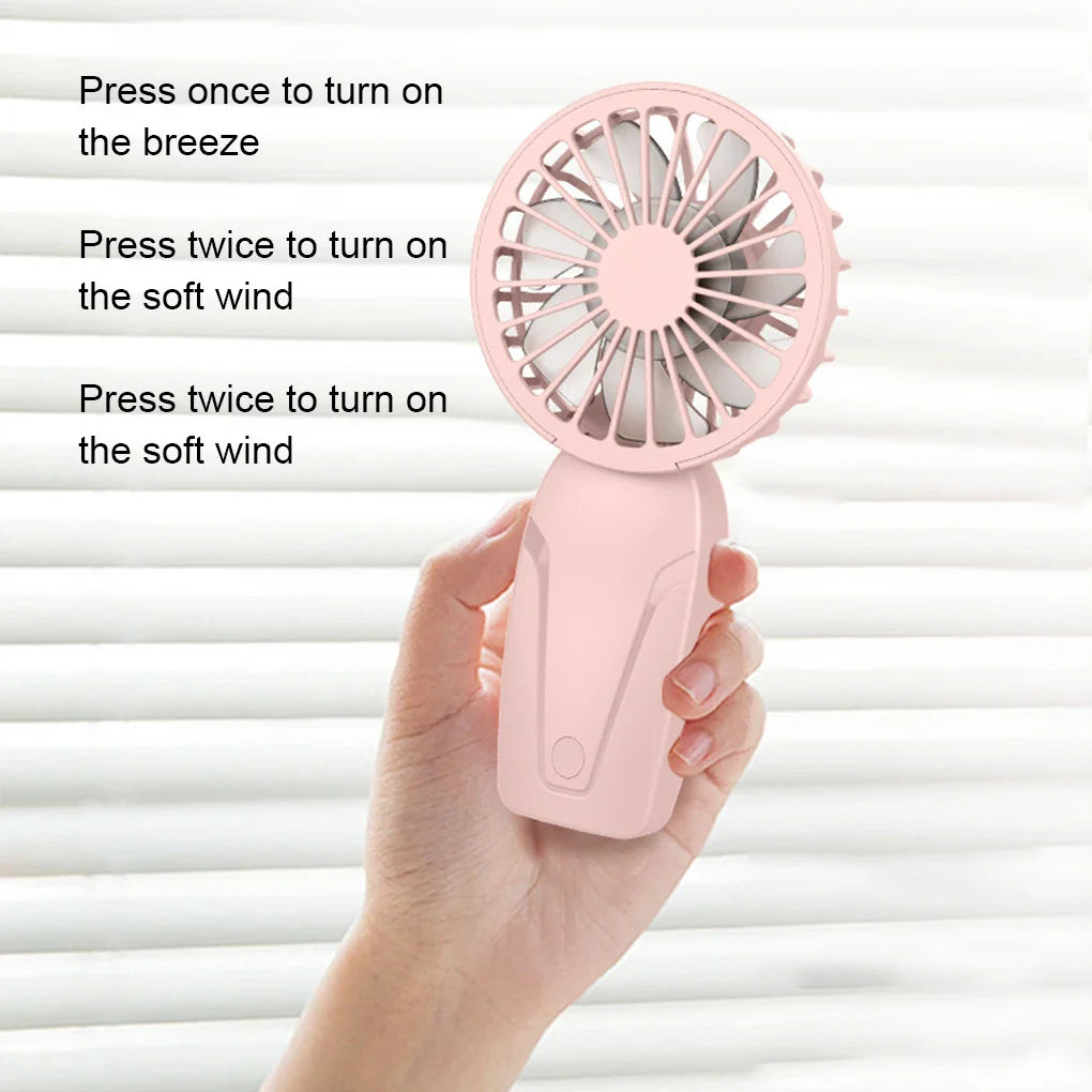Portable Handheld Mini Fan – Lightweight ABS USB Rechargeable Pocket Fan for On-the-Go Cooling