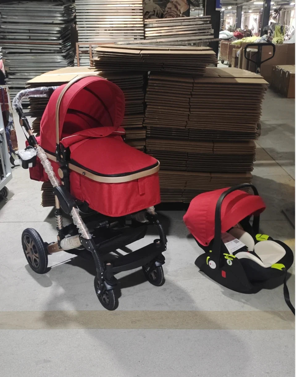 3-in-1 Baby Stroller Travel System – Foldable Newborn Pram with Isofix Base & Reversible Carriage