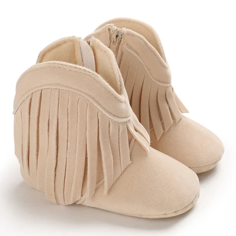 Western Denim Baby Winter Boots - Warm Casual First Walker Shoes for Boys & Girls 0-18 Months