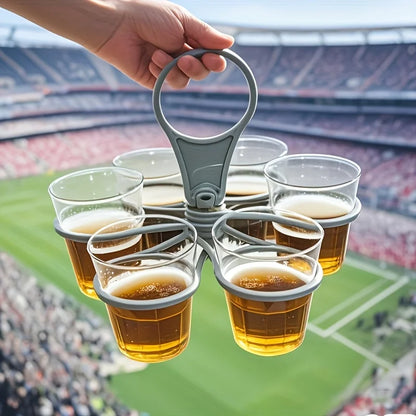Portable 6-Slot Folding Drink Holder Tray with Handle – Reusable Beverage Carrier for Picnics, Parties & Outdoor Use (1/2 Pack)
