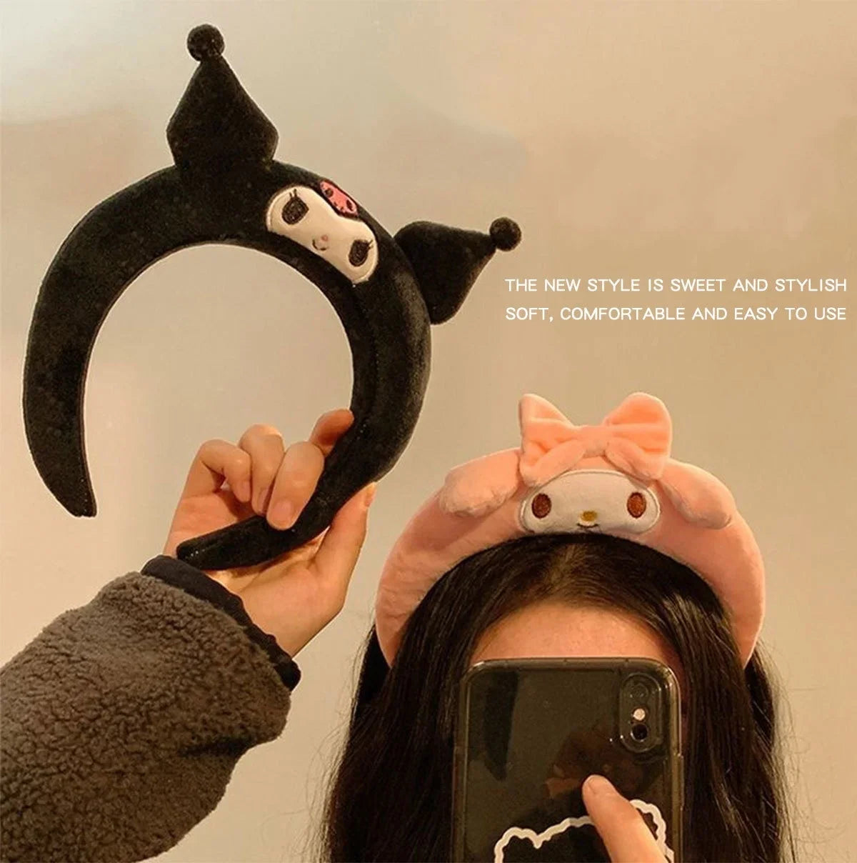 Sanrio Cartoon Hairband – Kuromi, My Melody, Pom Pom Purin & Cinnamoroll Plush Headband, Cute Hair Accessories for Girls Gift
