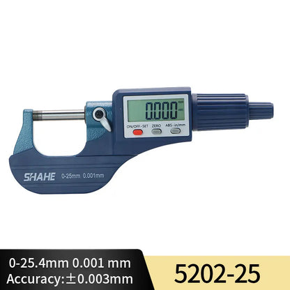 SHAHE 0.001mm Electronic Outside Micrometer — 0-25mm Digital Caliper Gauge for Precision Measurement