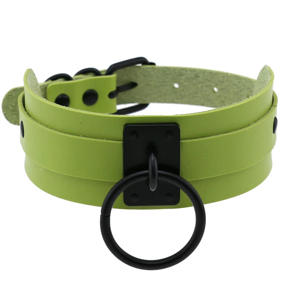 Punk Black O-Ring Leather Choker Necklace for Women – Gothic Emo Harajuku Rock Jewelry