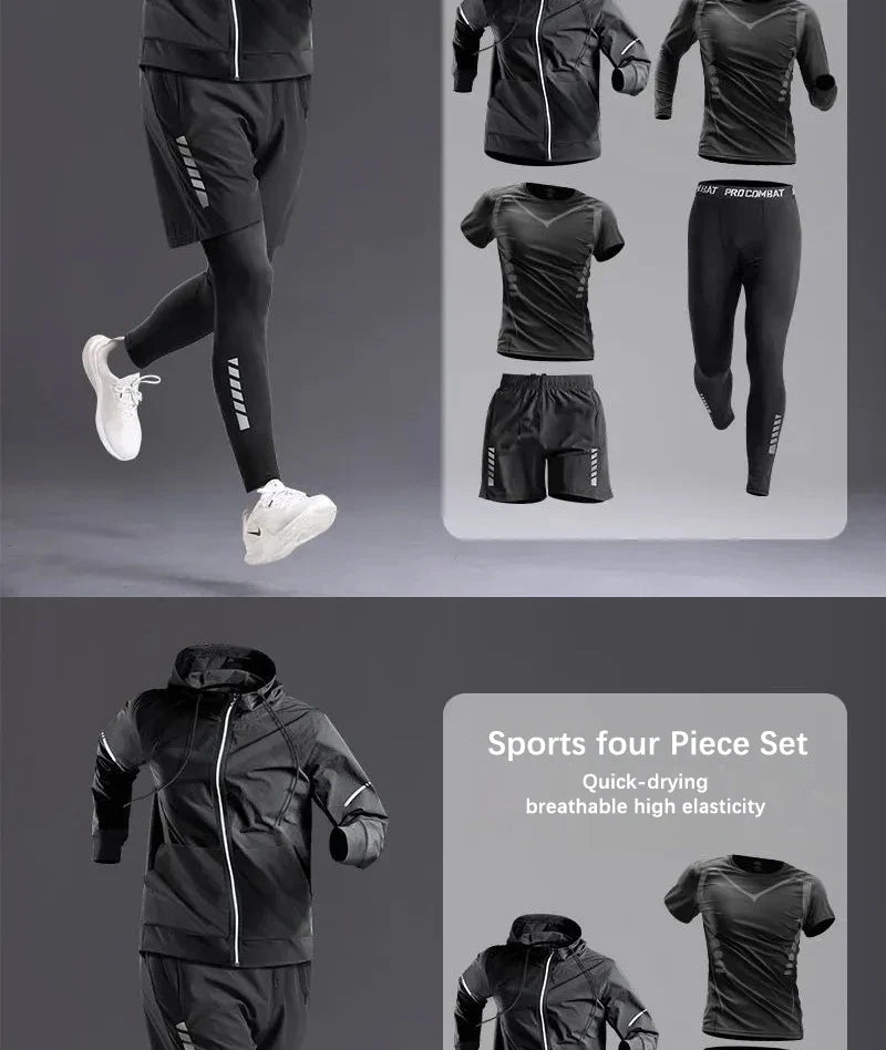 All-Season Men’s Sportswear 5-Piece Set — Tracksuit for Running, Cycling, Fitness & Hiking