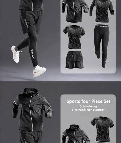 All-Season Men’s Sportswear 5-Piece Set — Tracksuit for Running, Cycling, Fitness & Hiking