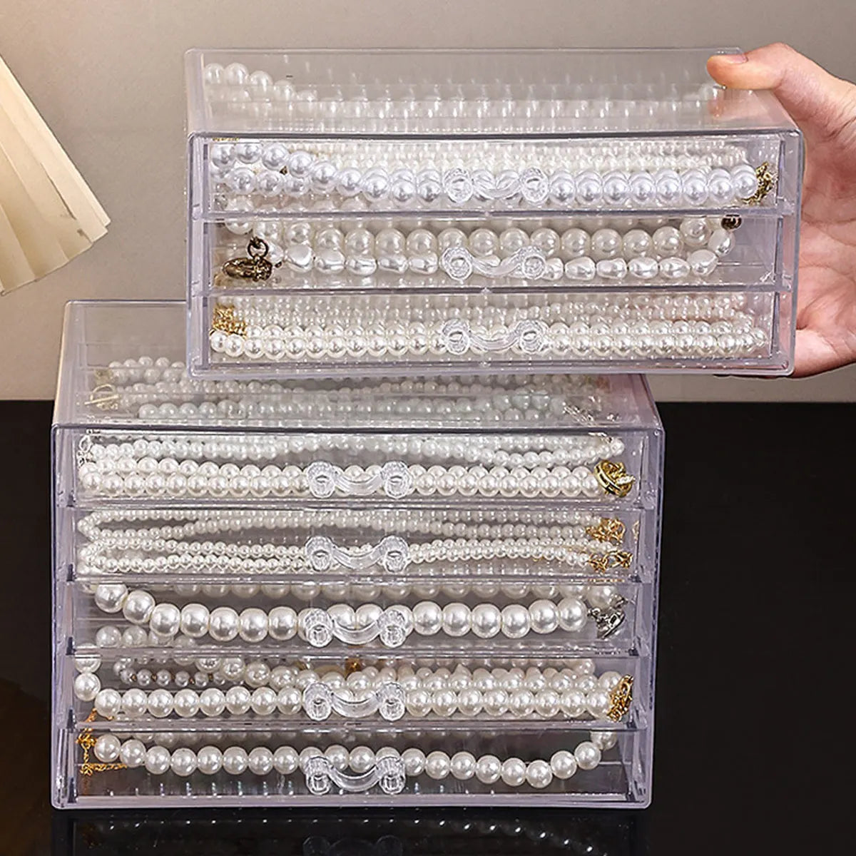 Transparent Necklace Storage Box – Jewelry Tray & Display Cabinet for Women’s Drawers