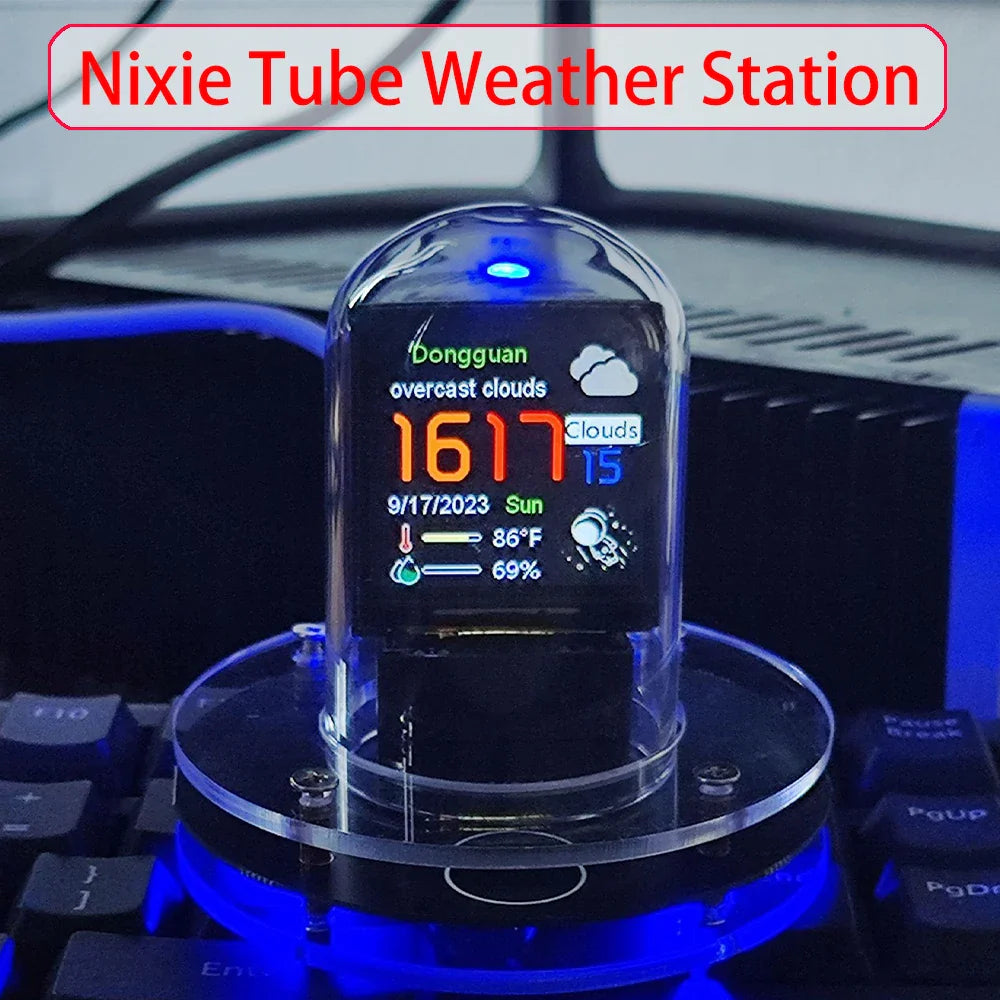 DIY Nixie Tube Clock Smart WiFi Cyberpunk Style Digital Glow Table Clock with Auto Time Update & Visual Display