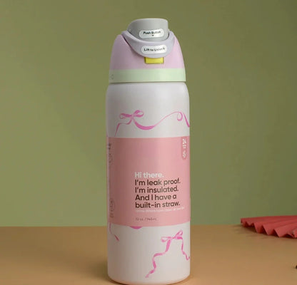 32oz & 24oz One-Touch Pop-Up Sports Water Bottle — Vacuum Insulated Tumbler with Straw & Spout, Leakproof for Outdoor and Gym Use