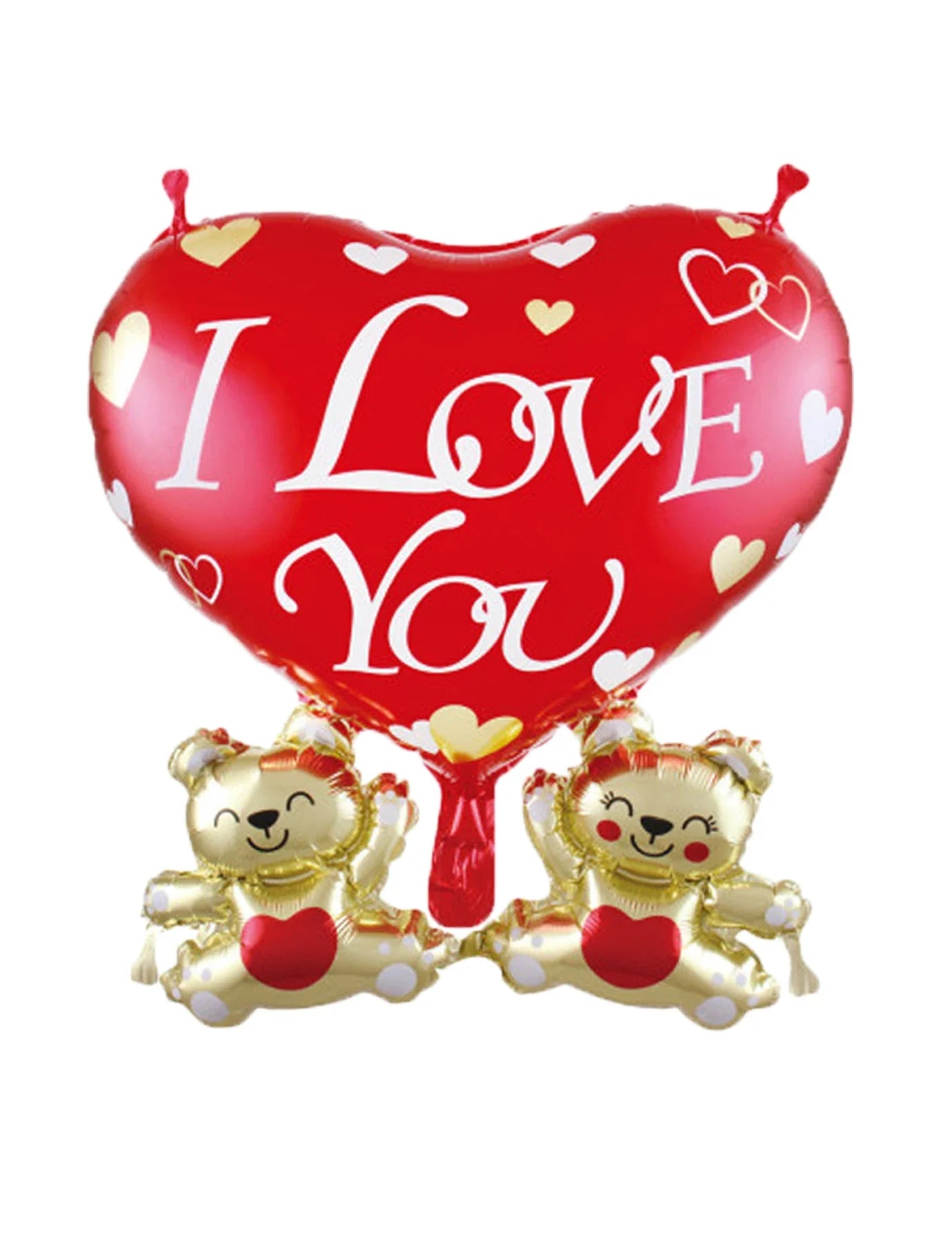 Happy Valentine’s Day Heart Balloon Stand Set – Love Bear & Heart-to-Heart Balloons Wedding Party Decoration