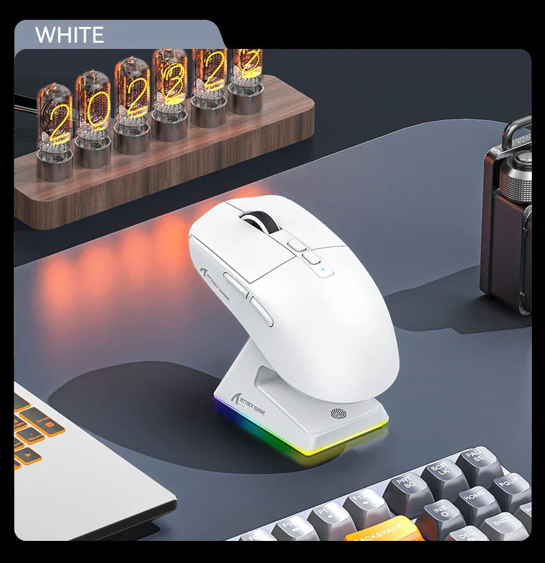 Attack Shark X6 PAW3395 Bluetooth Gaming Mouse — Tri-Mode Connection with RGB Touch, Magnetic Charging Base & Macro Functions