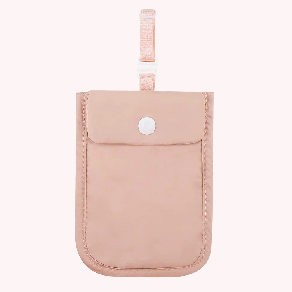 Women’s Hidden Bra Wallet – Solid Color Travel Money Belt Pouch with Flap Clasp Cotton Pocket