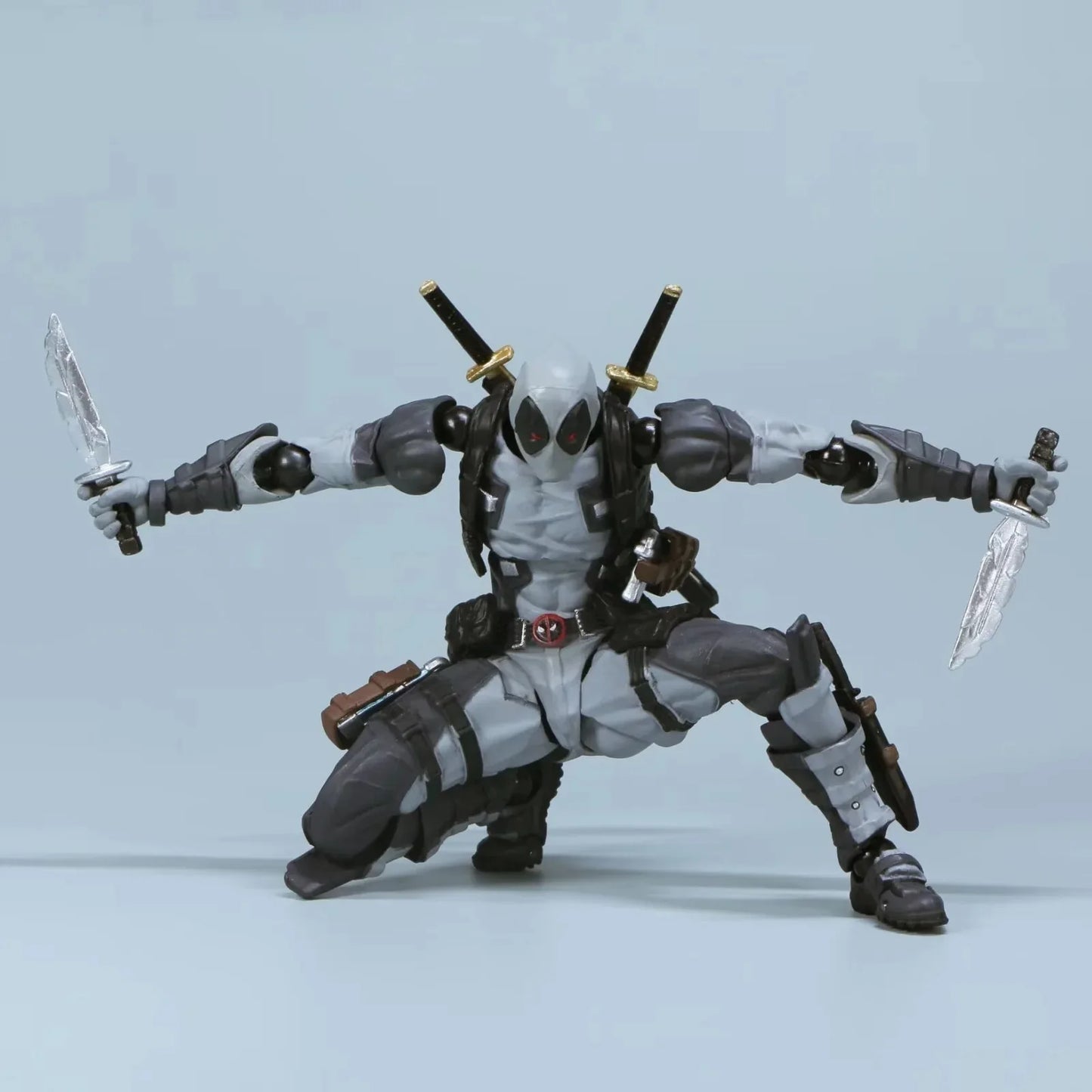 AMAZING YAMAGUCHI Deadpool & Wolverine 2.0 Action Figure – Grey Mutants Joint Movable KAIYODO Model Toy for Kids & Collectors