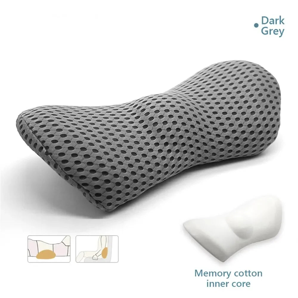 Breathable Memory Foam Lumbar Pillow — Car & Bed Cushion for Waist Support and Sleeping Comfort