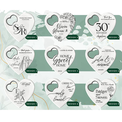 Custom Heart-Shaped Magnet Bottle Opener – 10-30pcs Engraved Bridal Shower & Wedding Party Favors in Bulk