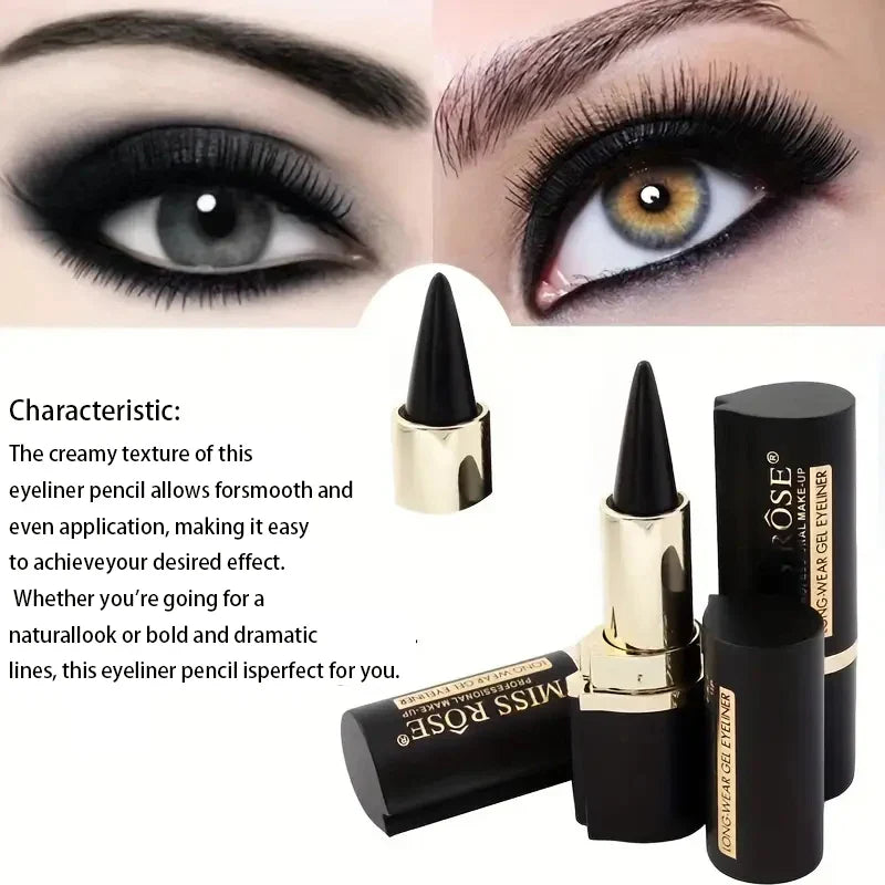 Creamy Texture Eyeliner – Sweat-Proof High Pigment Pencil, 1/2 Count for Daily Makeup