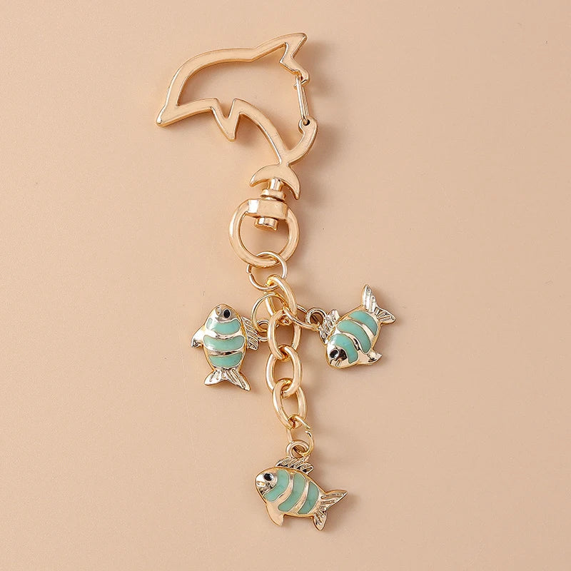 Summer Beach Shell Keychain – Octopus and Starfish Marine Life Pendant for Women, Girls, Handbag Decor, and Gifts