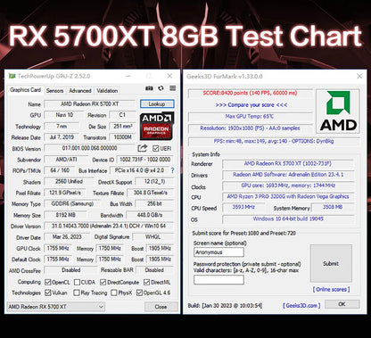 MLLSE AMD RX 5700 XT 8GB Graphics Card – GDDR6, 256Bit, PCI-E 4.0×16, 6+8Pin Radeon GPU for Gaming Video Card