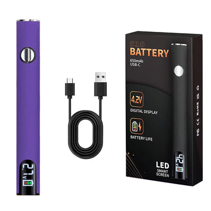 510 Thread 650mAh Smart Battery Pen – USB Rechargeable Mini Power Tool for Cartridge & Soldering Repair Welding Kit