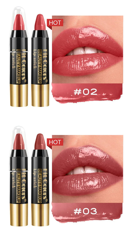 Moisturizing Crayon Lip Gloss Stick – Velvet Long-Lasting, Waterproof Jelly Tint Lipstick & Liner Pen