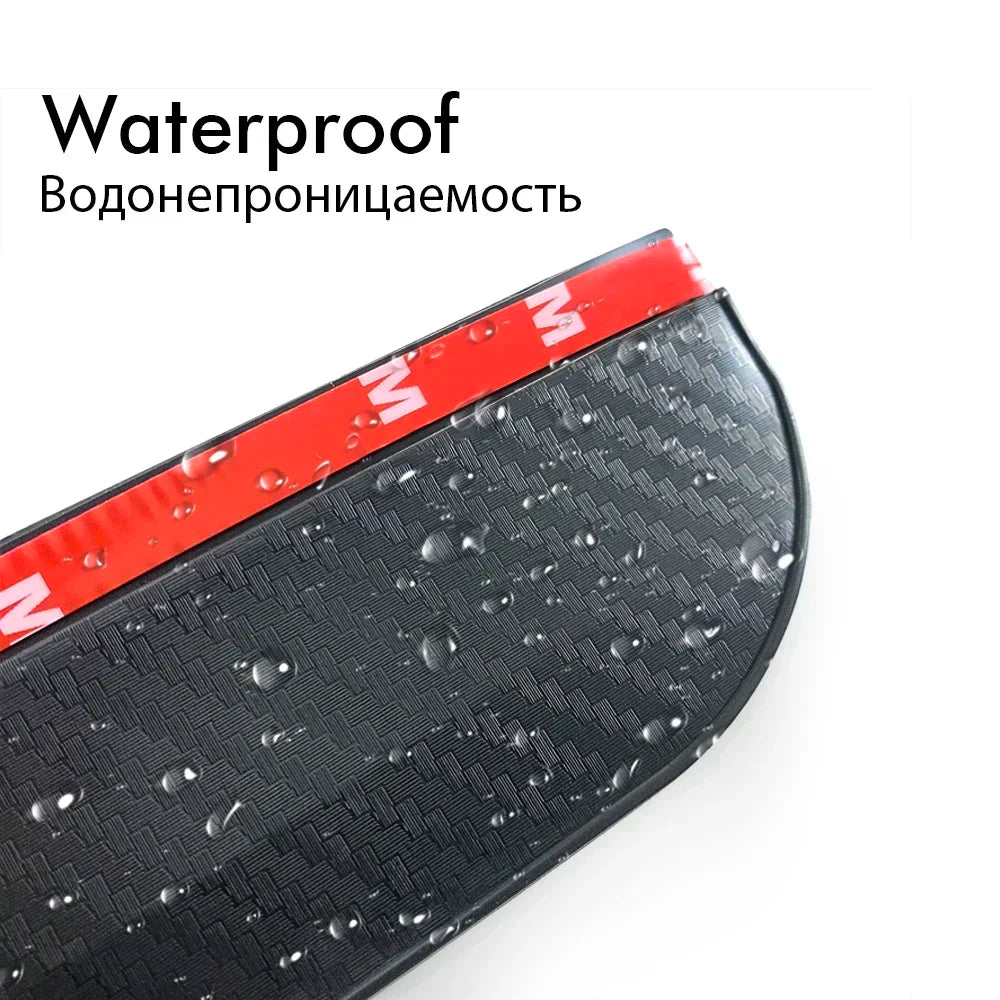 2PCS Carbon Fiber Car Rearview Mirror Rain & Sun Shields – Clear Vision Protector