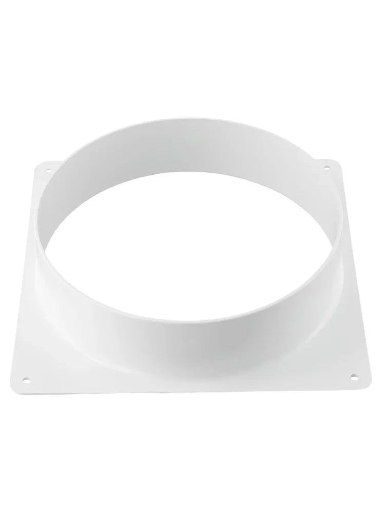 White Air Vent Duct Connector Flange – Straight Square Bottom Pipe for Easy Ventilation Duct Installation