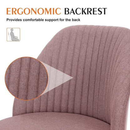 Armless Small Desk Chair – Cute Vanity Swivel Chair with Back, Fabric Upholstery & Wheels for Home & Gaming