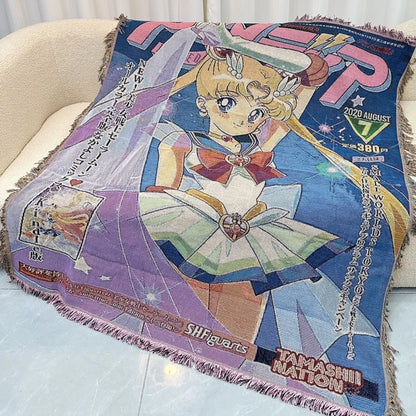 Anime Dragon Ball & One Piece Cotton Blanket – Decorative Sofa & Bed Throw