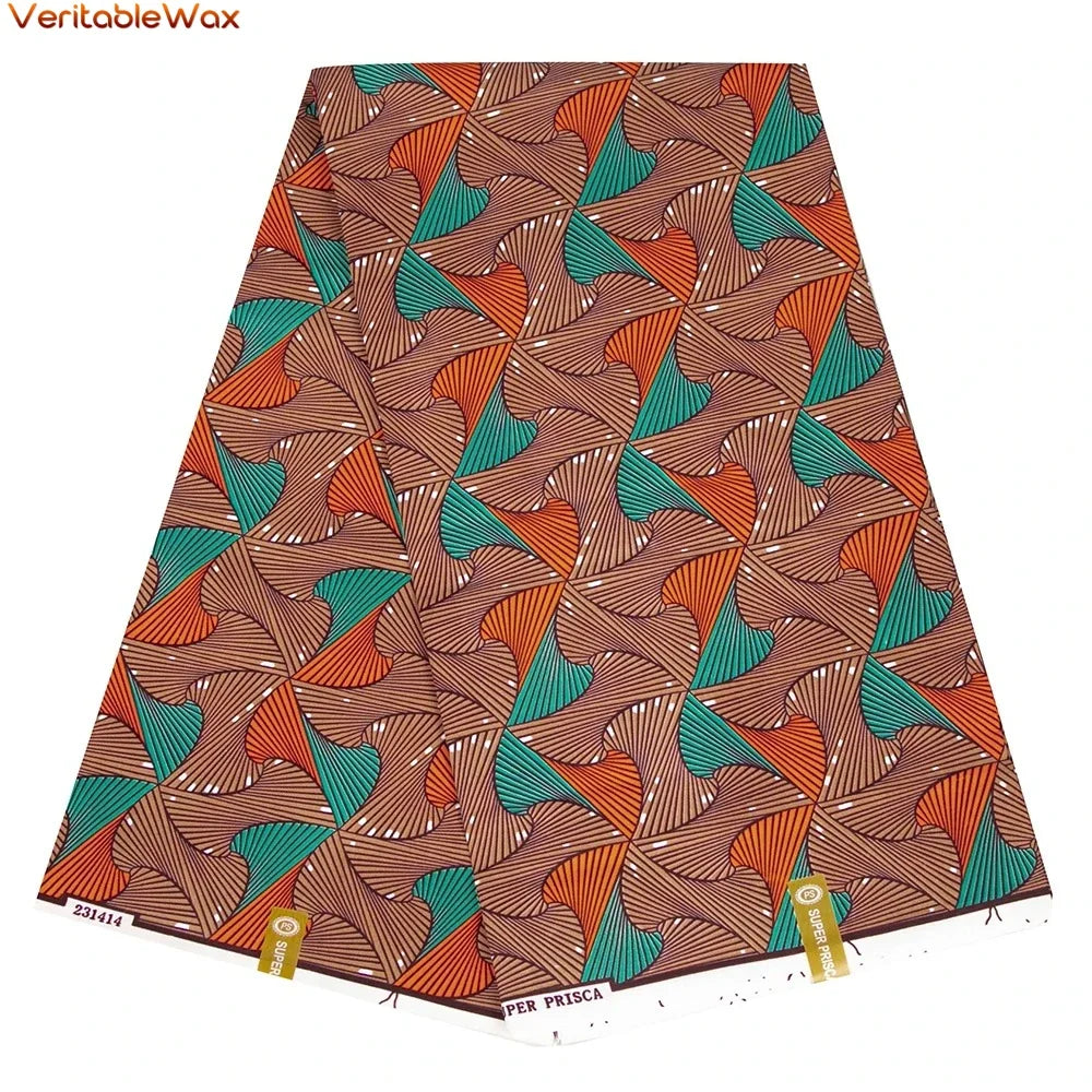 African Ankara Double Print Batik Fabric - Real Wax Patchwork Textile for DIY Sewing, Wedding Dresses & Crafts