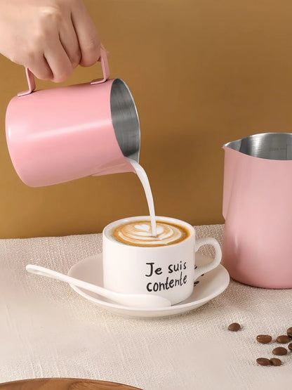 350/600ML Stainless Steel Coffee Milk Frothing Pitcher – Precise Scale Latte Jug for Barista & Professional Cafe Use