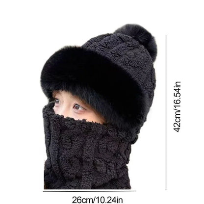 Women’s Winter Ski Mask with Ear Protection – Plush Lined Windproof One-Piece Scarf & Hat for Outdoor Sports
