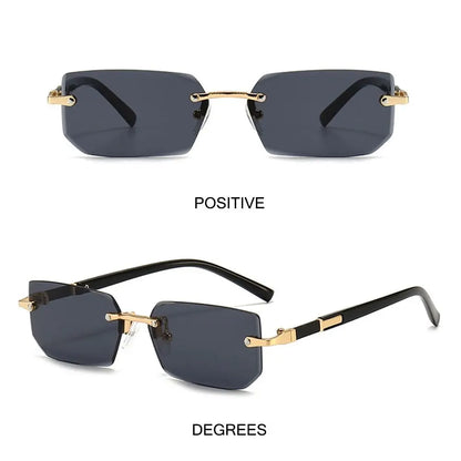Rimless Rectangle Sunglasses – Fashion Small Square Shades for Men & Women, Summer Travel Eyewear