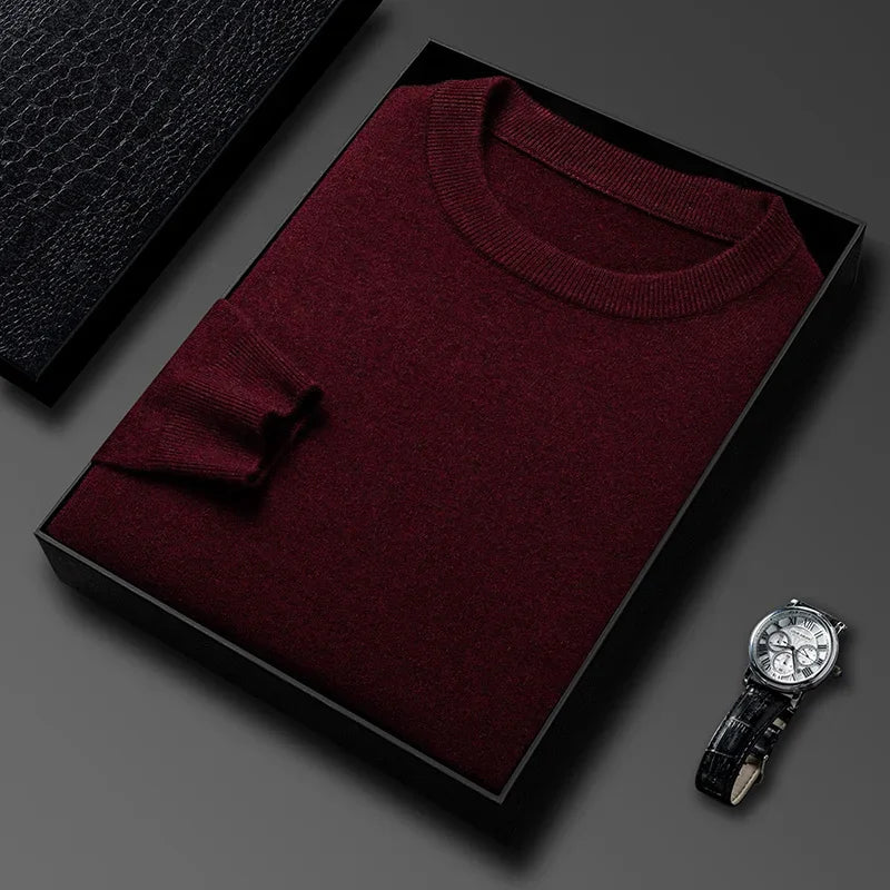 Men's Casual Diamond Pattern Sweater - Round Neck Long Sleeve Knitted Fashion Pullover Versatile Top