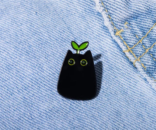 Cute Black Cat Enamel Pin – Cartoon Animal Metal Brooch Badge Jewelry Gift for Kids Punk Style