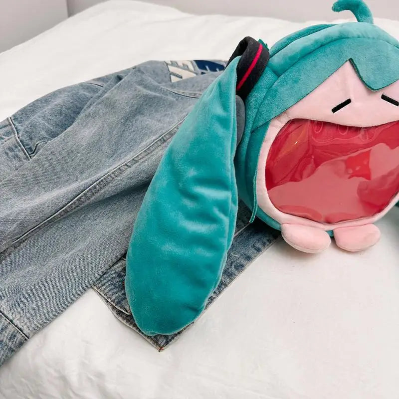 Anime Hatsune Miku Q Version Kawaii Shoulder Bag – Transparent Doll Plush Toy Backpack, Perfect Christmas Gift