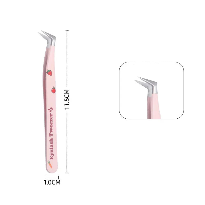 6 Types False Eyelash Tweezers — Stainless Steel Anti-Static Curved & 3D Lash Tools