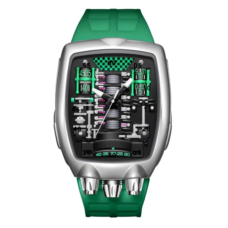 Alien Y2K Transparent Quartz Watch - Creative Hollow Case Design Fashion Men's Wristwatch with Unique Retro Style