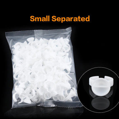 AILEISHI 100PCS Disposable Eyelash Glue Cup Rings – Lash Extension Pigment Holder Tattoo Makeup Tools