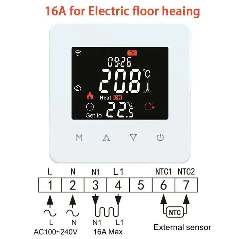 Tuya Smart WiFi Thermostat – Remote Controller for Water, Electric & Gas Floor Heating with Google Home & Alexa Compatibility