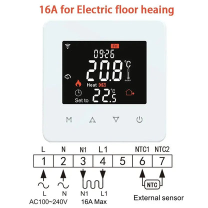 Tuya Smart WiFi Thermostat – Remote Controller for Water, Electric & Gas Floor Heating with Google Home & Alexa Compatibility