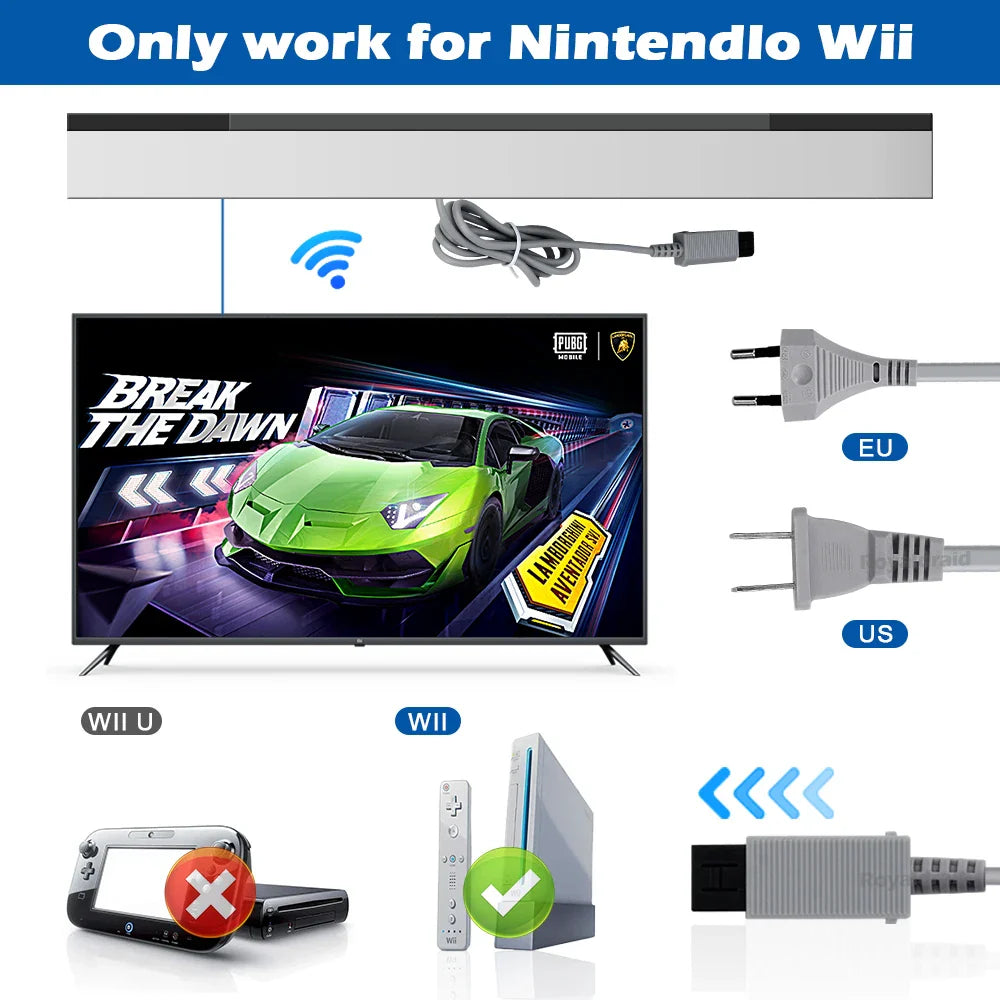 Nintend Wii AC Adapter 100-240V 12V 3.7A – EU/US Plug Wall Charger Power Supply