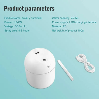 Small Y Humidifier: USB Mute Aromatherapy Desk Bedroom Desktop Portable Large Spray Car Purifier