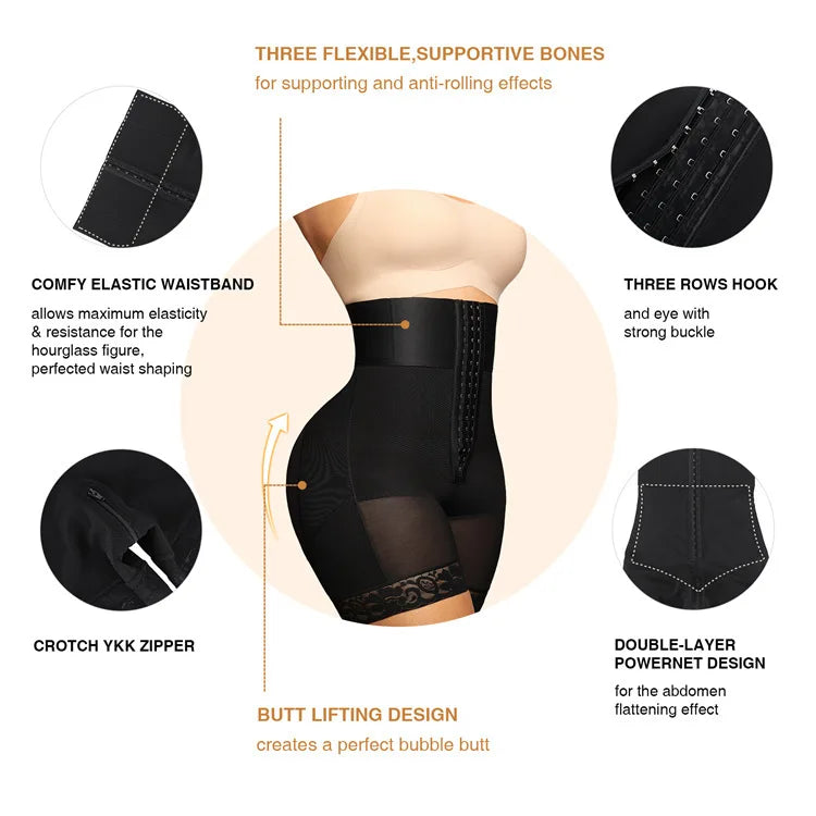 Women’s High Waist Body Shaper Panties — Butt Lifter Slimming Shapewear BBL Shorts with Tummy Control