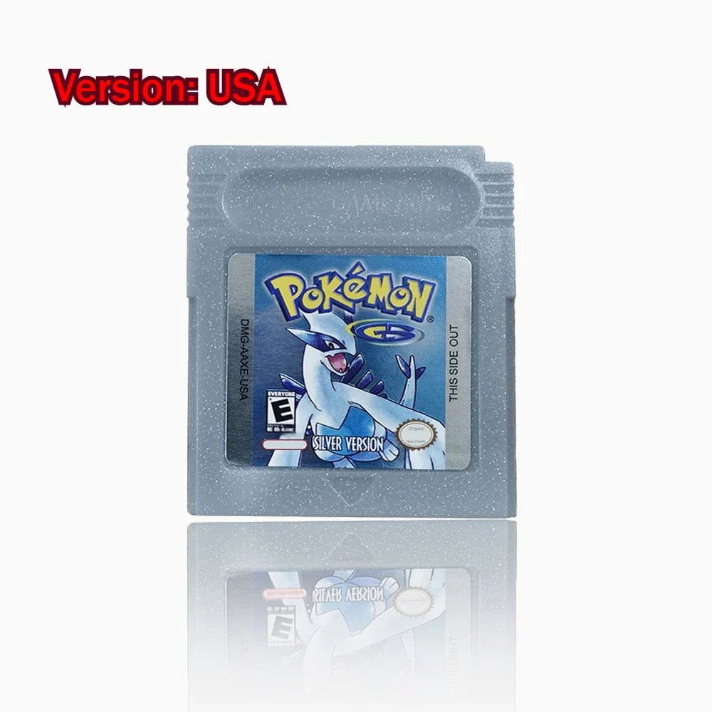 Pokemon GBC Game Cartridge - 16-Bit Video Game Card in Red, Blue, Crystal, Gold, Silver & Yellow Versions