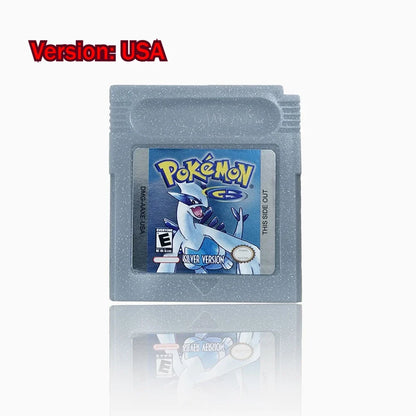 Pokemon GBC Game Cartridge - 16-Bit Video Game Card in Red, Blue, Crystal, Gold, Silver & Yellow Versions