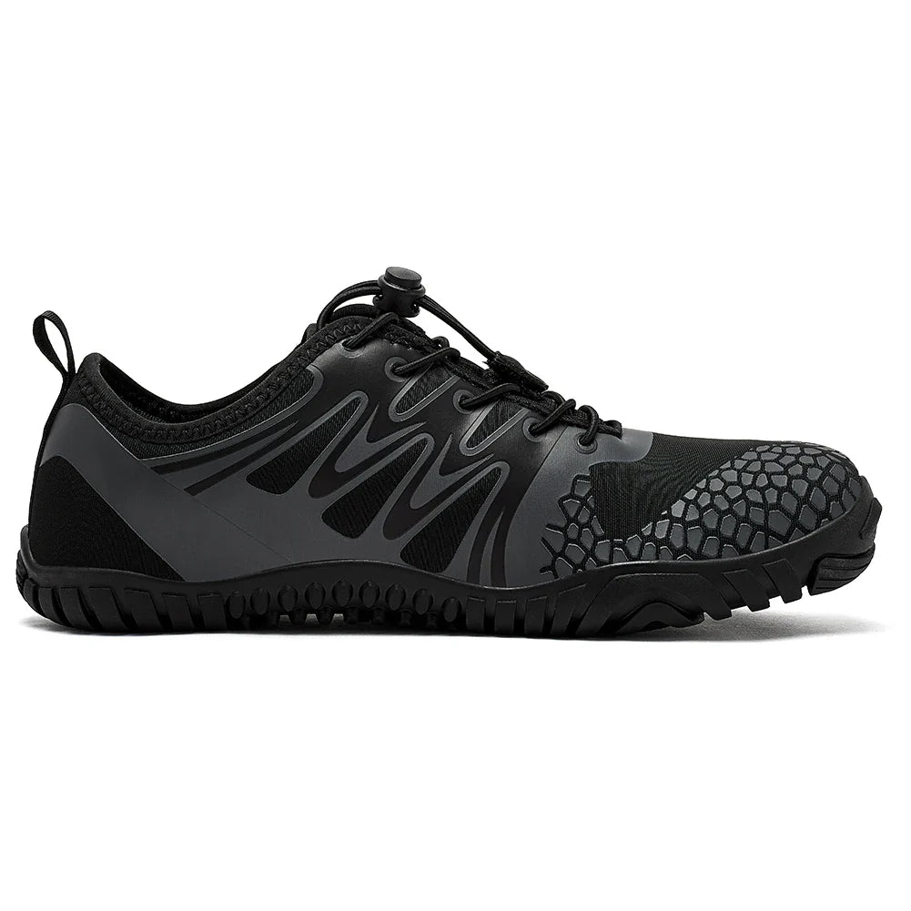 HOBIBEAR Wide Toe Barefoot Shoes – Unisex Artificial Leather Outdoor Walking Sneakers, Zero Drop Minimalist with Elastic Band