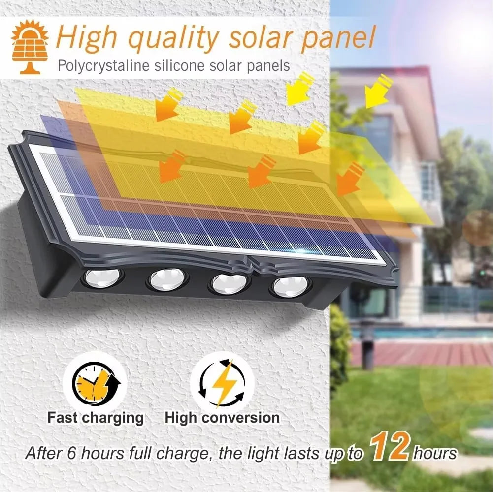 Solar Wall Lamp - Waterproof Outdoor LED Up & Down Light for Garden, Yard & Balcony Decor