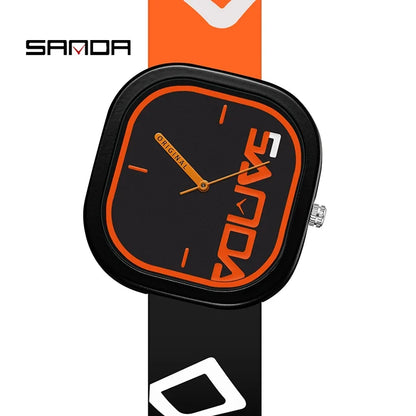 SANDA Men’s Quartz Sports Watch - Waterproof Silicone Strap with Simple Luxury Casual Design