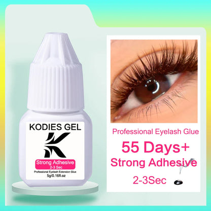 KODIES GEL Extra Strong Eyelash Glue — 5g 0.5s Fast-Dry Waterproof Adhesive for False Eyelash Extensions