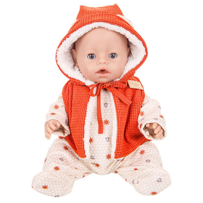 43cm Baby Doll Clothes Set – Leather Jacket, Pants & Rompers for 18-Inch American Dolls, Winter Outfit