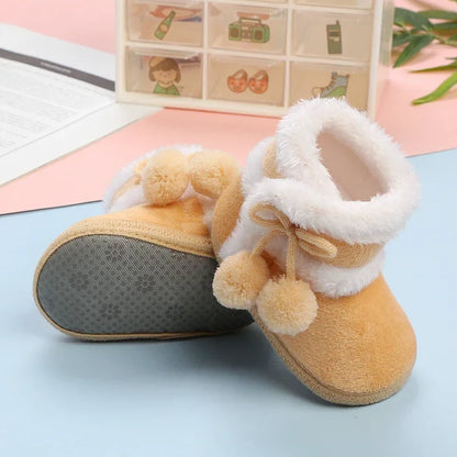 Newborn Baby Shoes — Soft Pompom Snow Boots for Girls & Boys, Warm Winter Toddler Booties